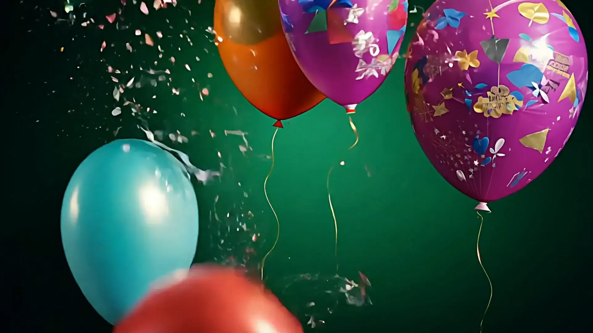 Colorful Balloon and Confetti Pop Overlay for Fun Event Videos